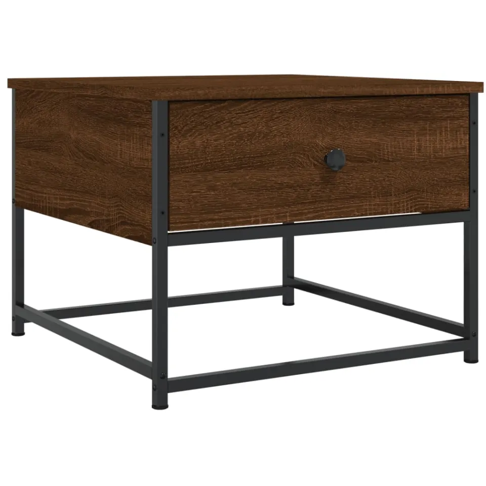 vidaXL Salontafel 51x51x40 cm bewerkt hout bruin eikenkleur, foto 3