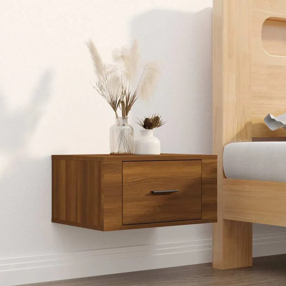 vidaXL Nachtkastjes 2 st wandgemonteerd 50x36x25 cm bruin eikenkleur, foto 2
