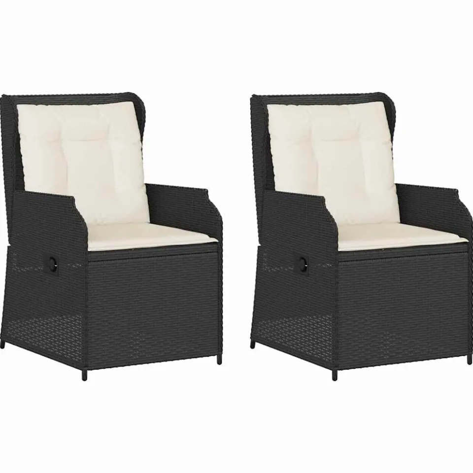 vidaXL Tuinbank 2 st Zwart poly rattan, foto 4