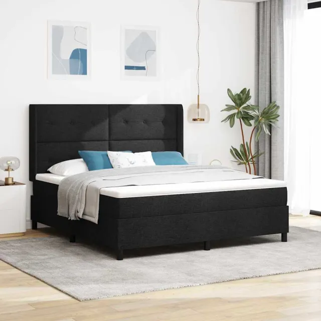 vidaXL Boxspringbed met kussen met hoofdeinde Zwart 200 x 180 cm Stof