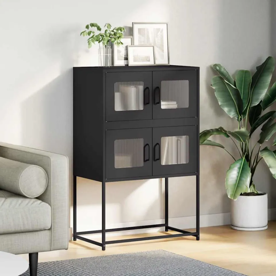 vidaXL Hoge kast 68x39x107 cm staal zwart, foto 2