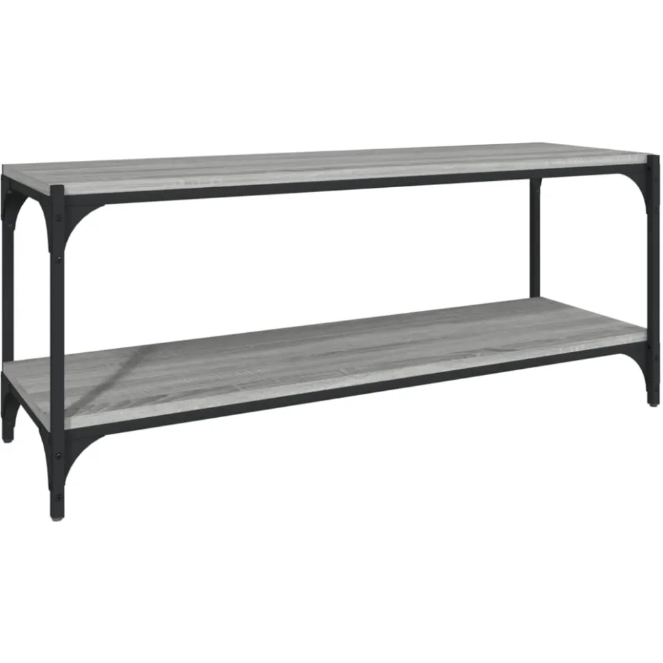 vidaXL Tv-meubel 100x33x41 cm bewerkt hout en staal grijs sonoma eiken, foto 3