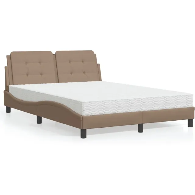 vidaXL Bed met matras Zadar kunstleer cappuccinokleurig 140x200 cm Bruin