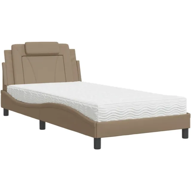 vidaXL Bed "Viana" met matras kunstleer cappuccinokleurig 100x200 cm Bruin