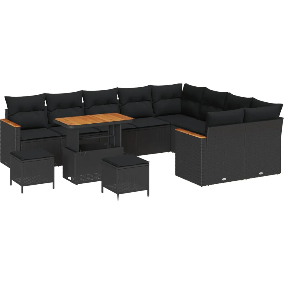 vidaXL Tuinbankenset 12 st Zwart poly rattan