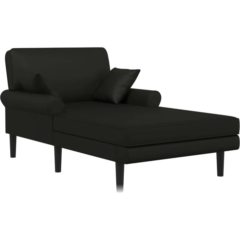 vidaXL Chaise longue Zwart Kunstleer