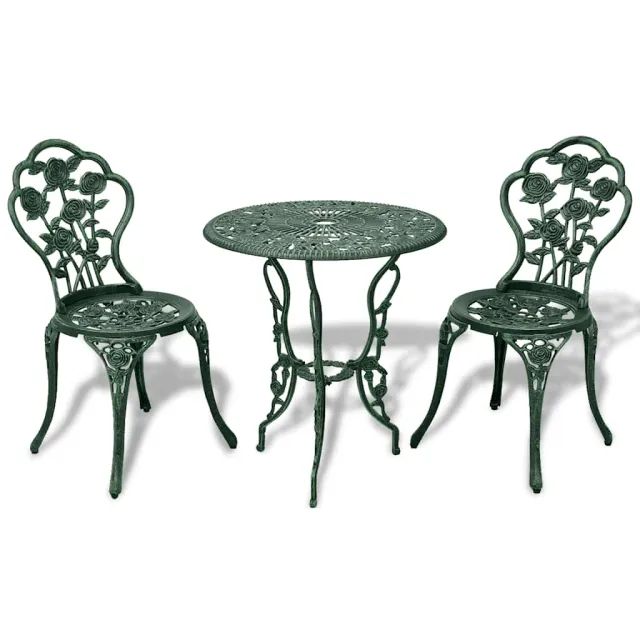 vidaXL 3-delige Bistroset gietaluminium groen