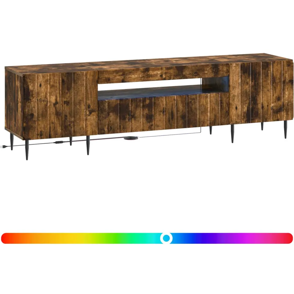vidaXL LED tv-meubel ZWOLLE 153 x 35 x 43 cm Gerookt eiken Bruin