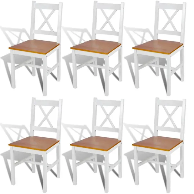 vidaXL Eetkamerstoelen 6 st grenenhout wit