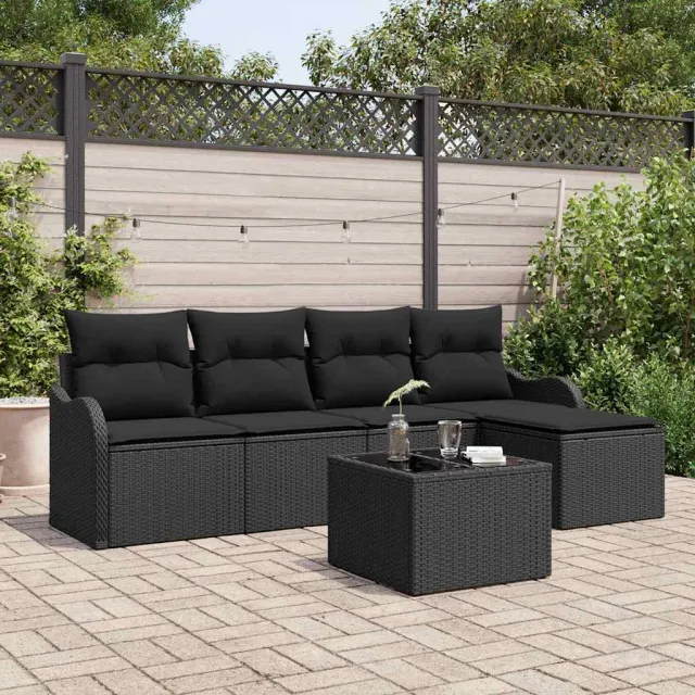 vidaXL Tuin Sofa Set 6 st Zwart poly rattan, foto 2