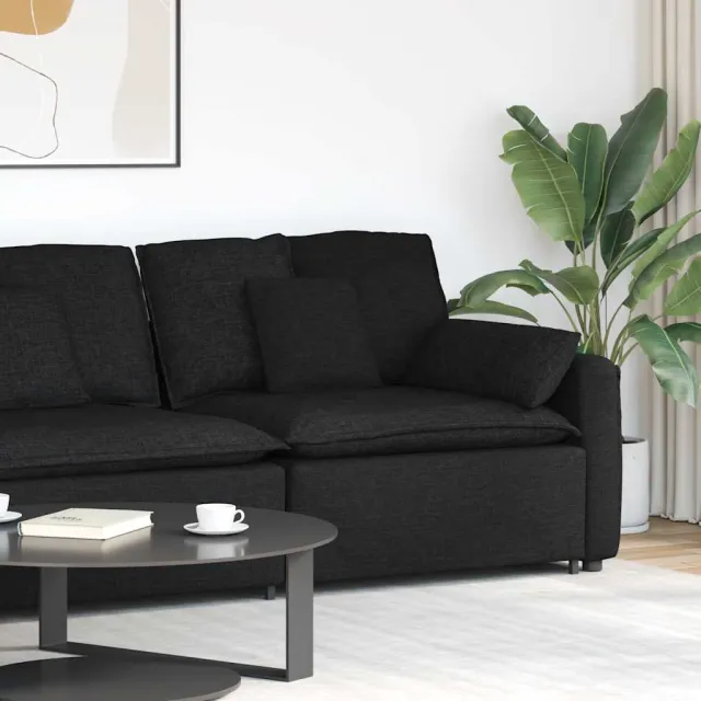 vidaXL Modulaire bank Armleuning eindmodule met kussens 100 cm zwart