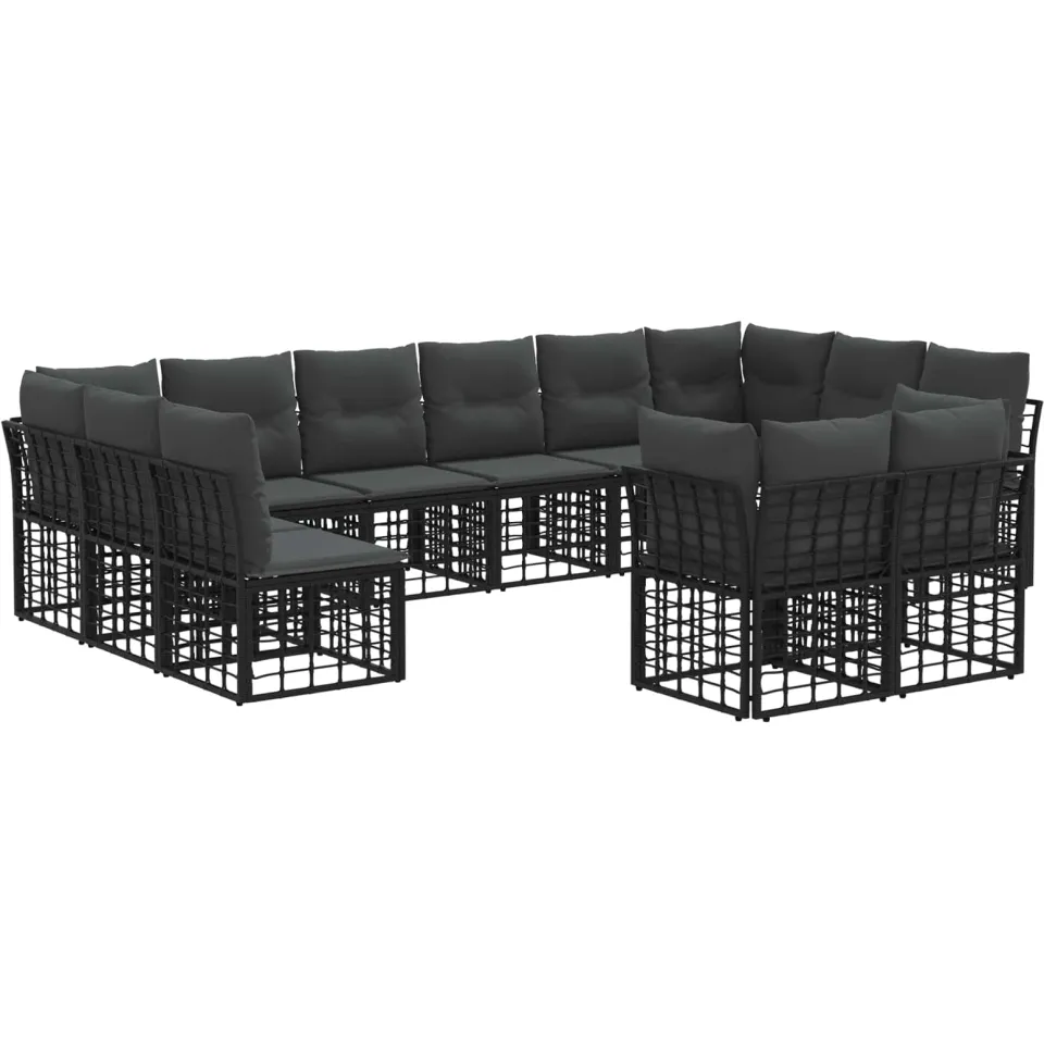 vidaXL Buiten bankenset Zwart en Donkergrijs Polyester, foto 3