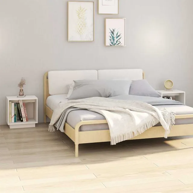 vidaXL Nachtkastjes 2 st 40x30x40 cm massief grenenhout wit, foto 2