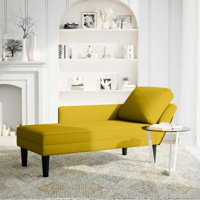 vidaXL Chaise longue met kussen en rechterarmleuning fluweel geel