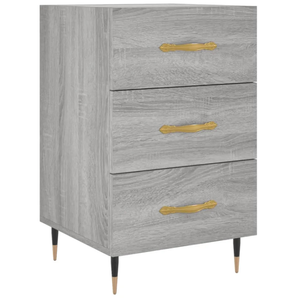 vidaXL Nachtkastje 40x40x66 cm bewerkt hout grijs sonoma eikenkleurig, foto 3