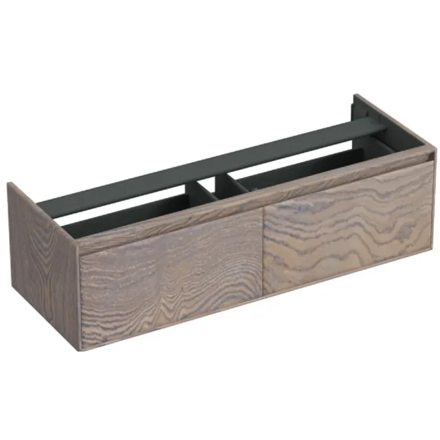 Forzalaqua Onderkast Forzalaqua Reno 140x51x40 Cm 2 Lades Softclose Eiken Silver Grey Bruin