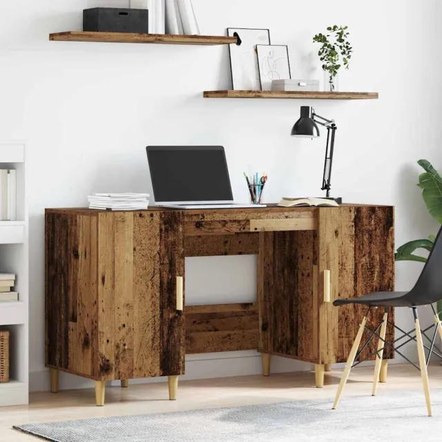 vidaXL Bureau Oud Hout Bewerkt hout 140 x 50 x 75 cm Bruin