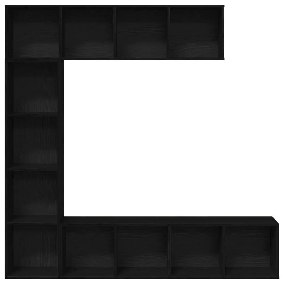 vidaXL Boekenkast 12-laags 3 st 36 x 30 x 143 cm Bewerkt hout zwart, foto 3
