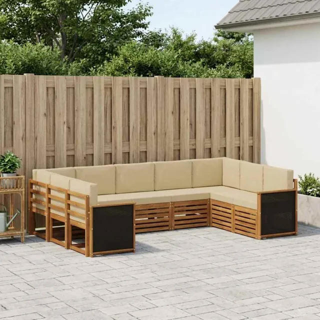 vidaXL Buiten bankenset 9 st 9-zits Natuurlijk en Beige