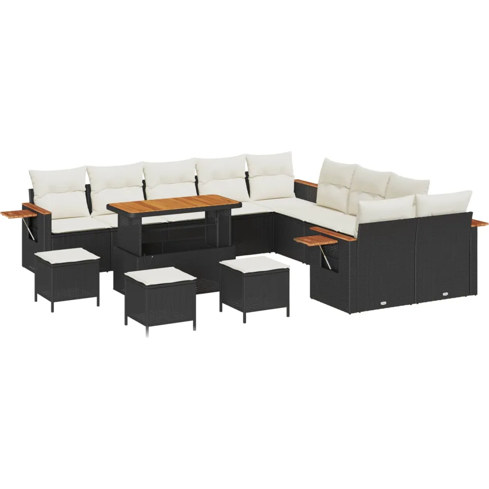 vidaXL Tuinbankenset 14 st Zwart poly rattan