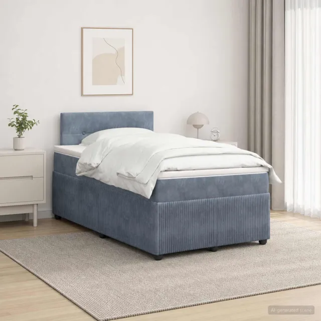 vidaXL Boxspringbed met matras Donkergrijs 120 x 200 cm Fluweel