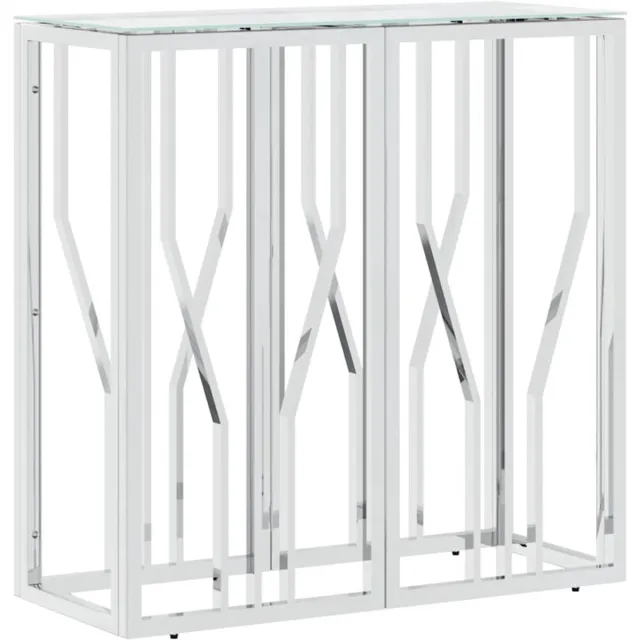 vidaXL Wandtafel - 70x30x70 - cm - roestvrij - staal - en - glas Zilver