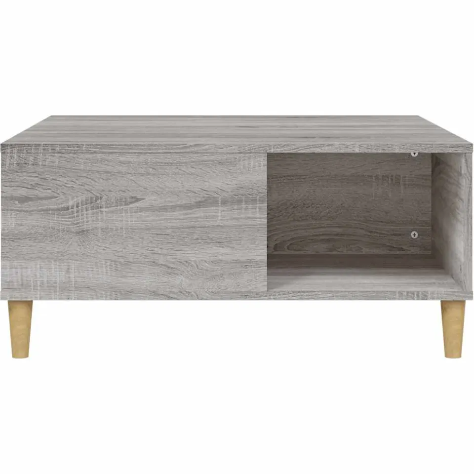 vidaXL Salontafel 80x80x36,5 cm bewerkt hout grijs sonoma eikenkleurig