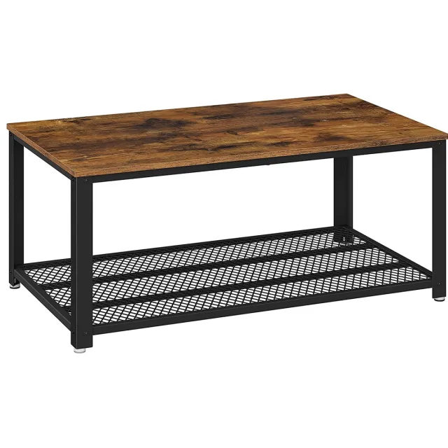 Soof & Tess Salontafel - Woonkamertafel - Tafel met Metalen frame - Vintage - Houten Tafelblad - Koffietafel - Industrieel - Tafel - Bruin - LCT61X Bruin | Mat Zwart