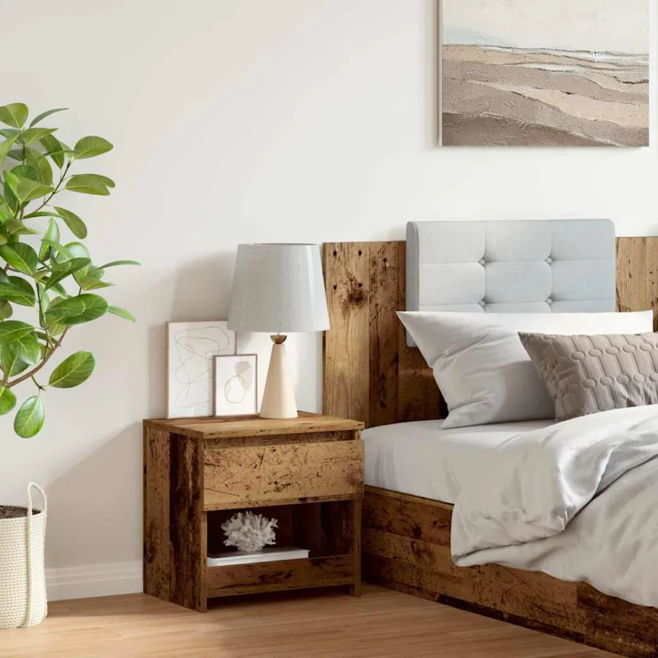 vidaXL Nachtkastje 40x30x39 cm bewerkt hout oud houtkleurig bruin, foto 3