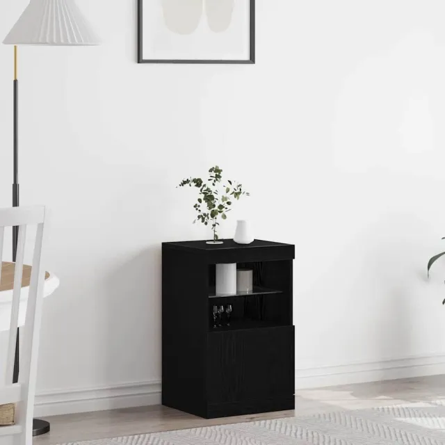 vidaXL LED Sideboard Zwart Eiken 41 x 37 x 67 cm Bewerkt hout