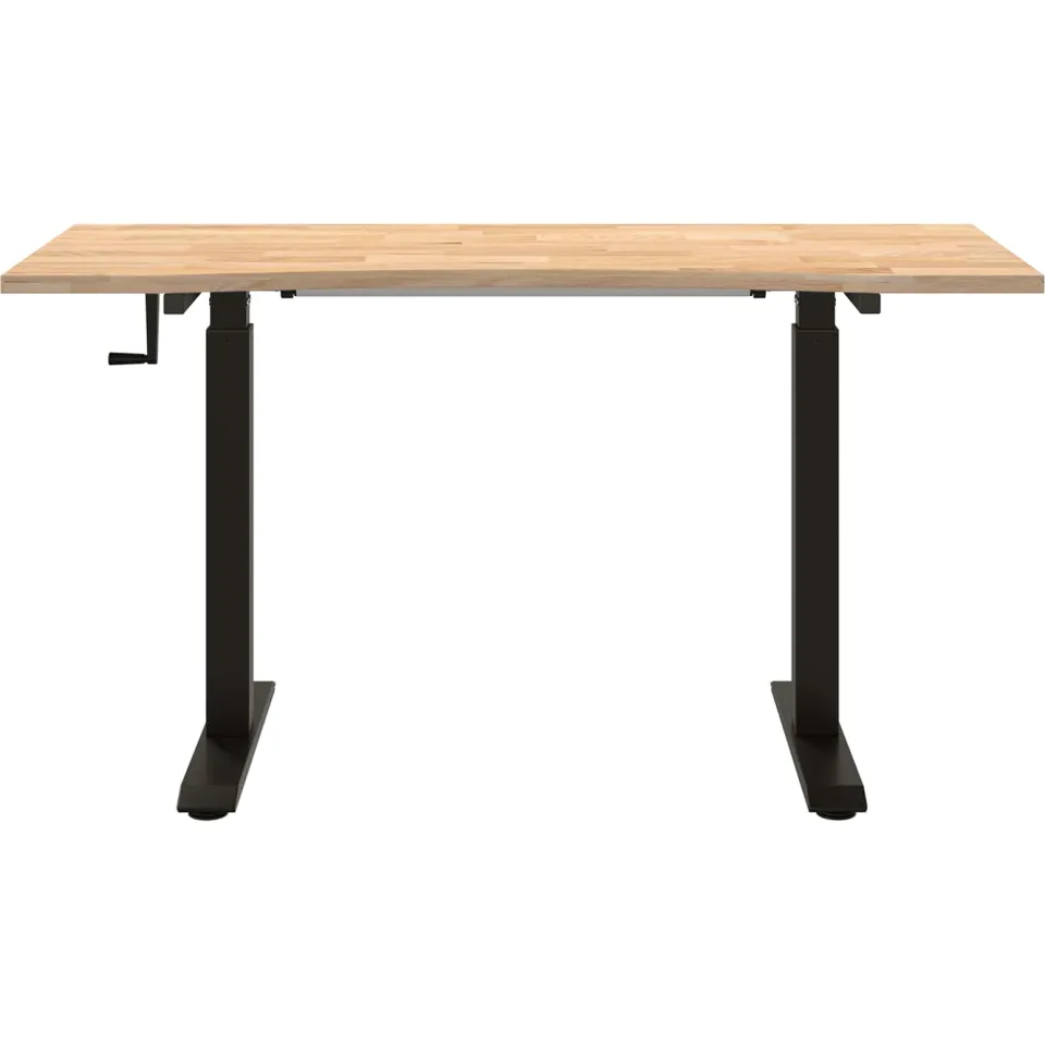 vidaXL Bureau Zwart en natuurlijk 140 x 60 cm Massief Eikenhout, foto 4