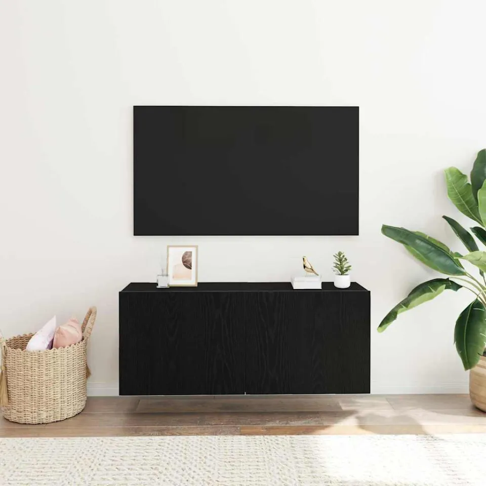 vidaXL Tv-meubelset 100 x 30 x 41 cm Zwart Eiken Bewerkt hout, foto 4