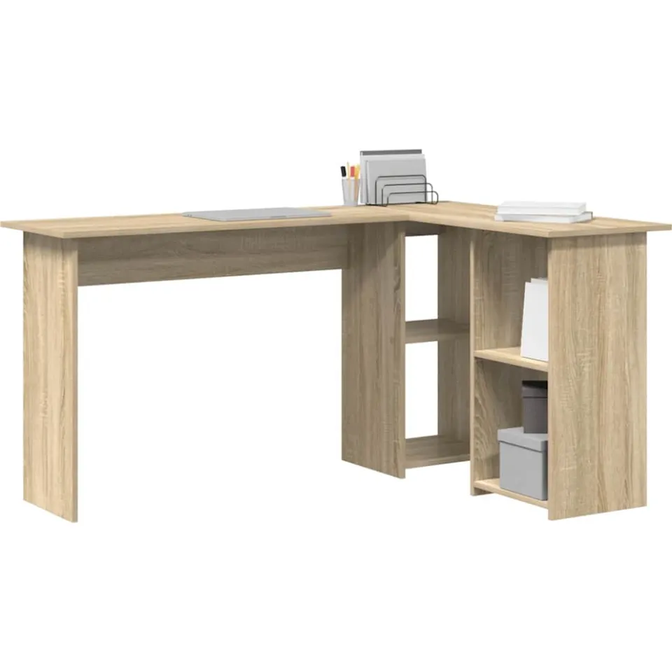 vidaXL Hoekbureau Sonoma Eiken 142 x 102 x 73 cm Bewerkt hout Bruin