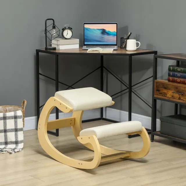 COVREO Kniekruk schaukelend 55 x 85 x 55 cm, Cream White, Hout, 120 kg Crèmewit