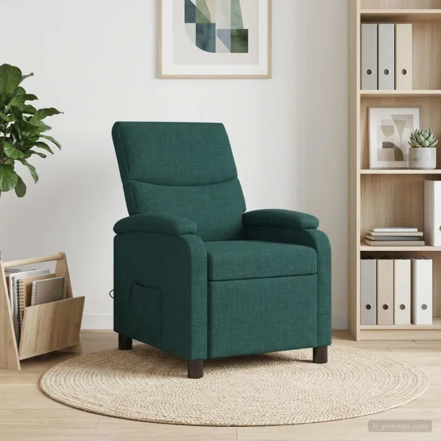 vidaXL Massage Recliner Donkergroen Stof