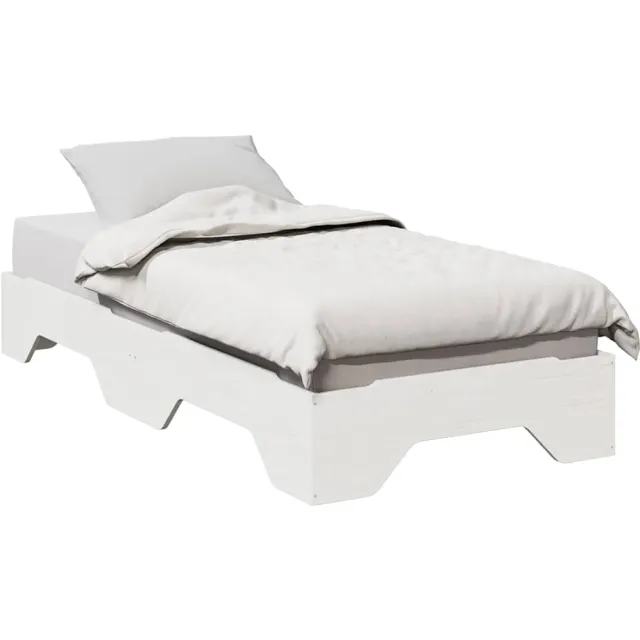 vidaXL Bedframe zonder matras stapelbaar 90x190 cm massief hout wit