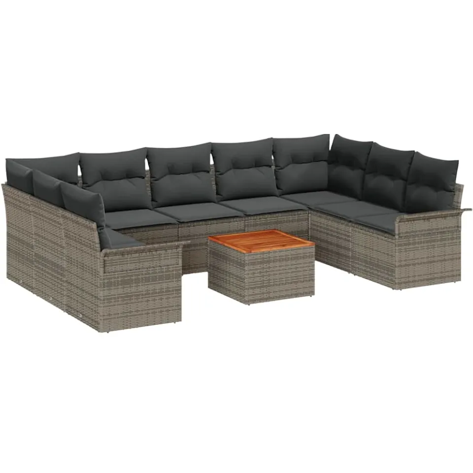 vidaXL Tuinbankenset 10 st Grijs poly rattan