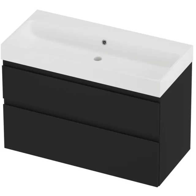 Proline Podium Badmeubelset Polystone Loft Zonder Kraangat 100x46x70 cm Mat White Mat Zwart