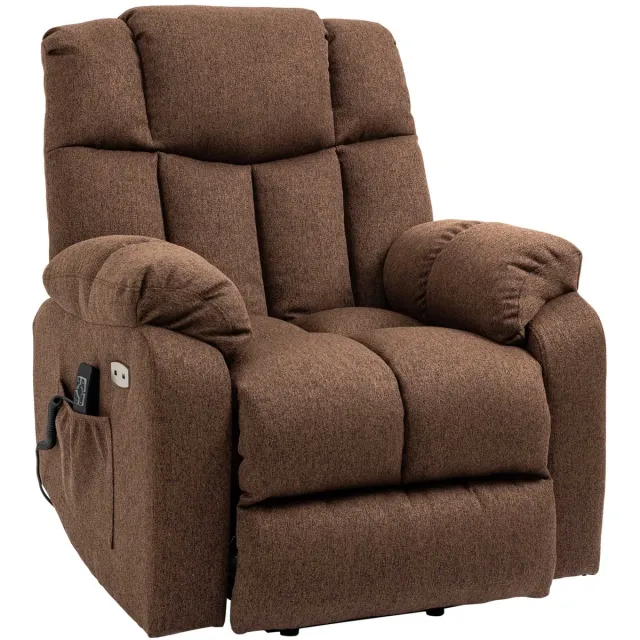 Homona Elektrische sta-opfauteuil - Met ligfunctie en afstandsbediening en USB-aansluiting - 92 x 95 x 107 cm - Bruin