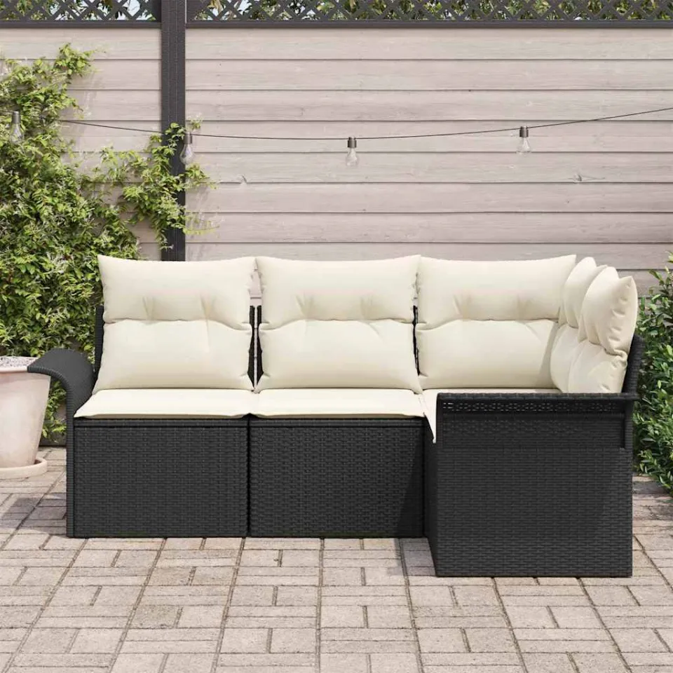 vidaXL Tuin Sofa Set 4 st Zwart poly rattan, foto 3