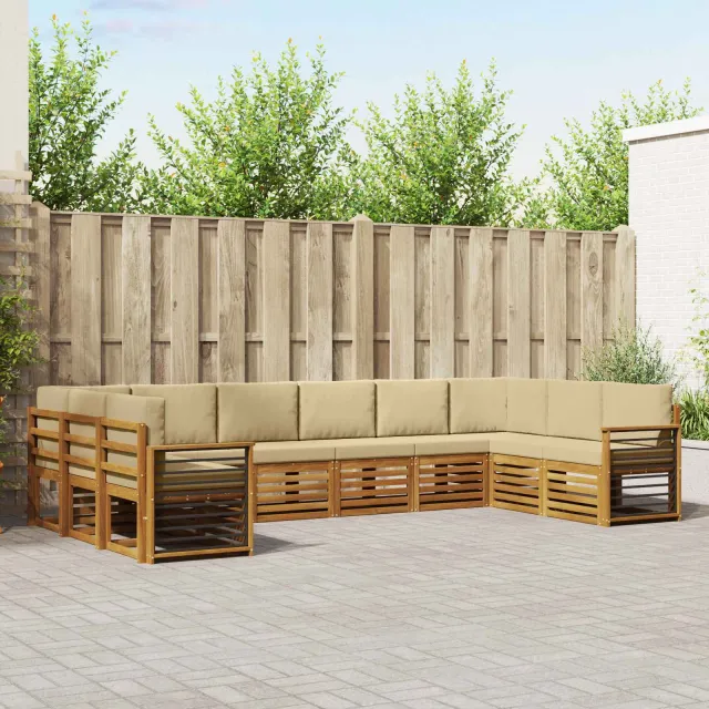 vidaXL Buiten bankenset 10 st 10-zits Natuurlijk en Beige Bruin
