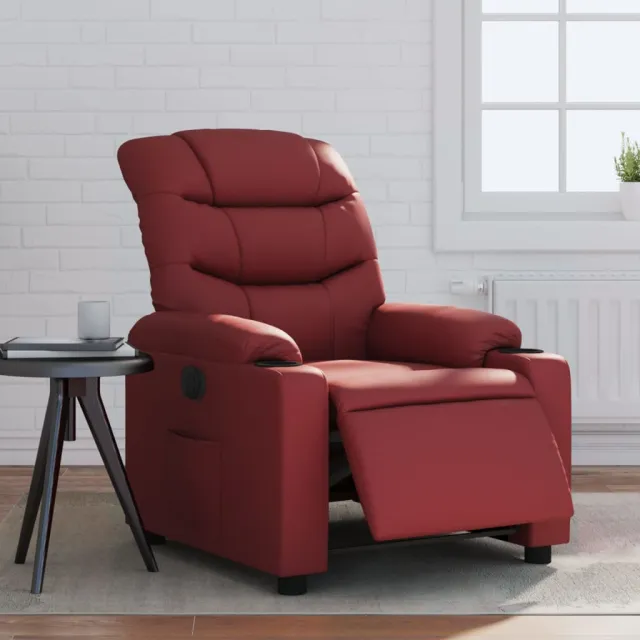 vidaXL Fauteuil verstelbaar elektrisch kunstleer wijnrood
