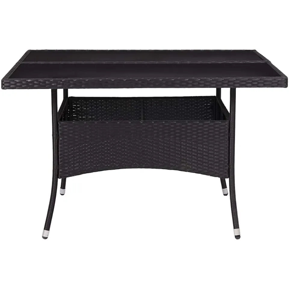 vidaXL Tuintafel poly rattan en glas zwart
