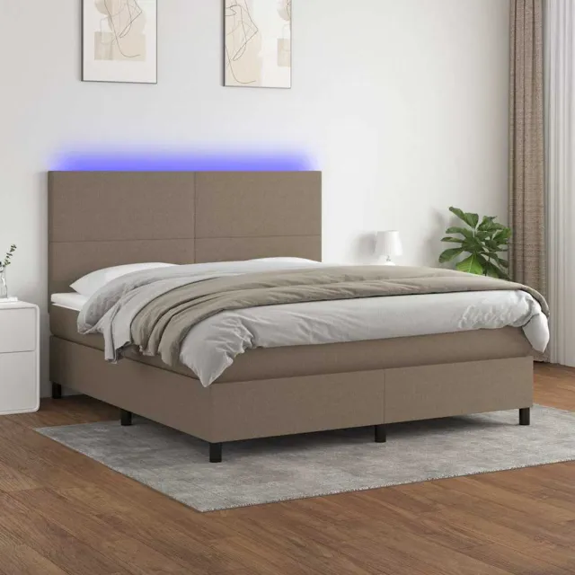 vidaXL Boxspring met matras en LED stof donkergrijs 180x200 cm grijs