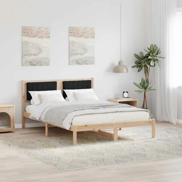 vidaXL Bedframe met Gevoerd Hoofdgedeelte Zwart 140 x 200 cm Bruin