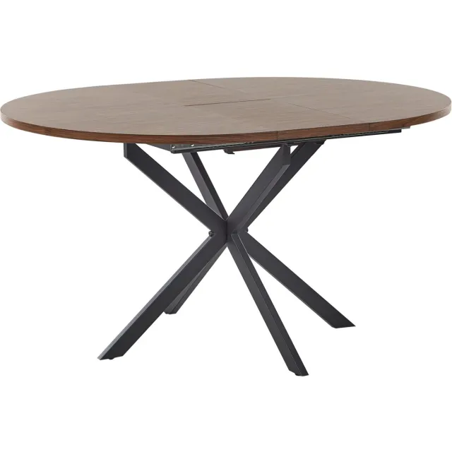 Beliani FRIONA - Uitschuifbare eettafel - Donkerhout/Zwart - MDF Bruin