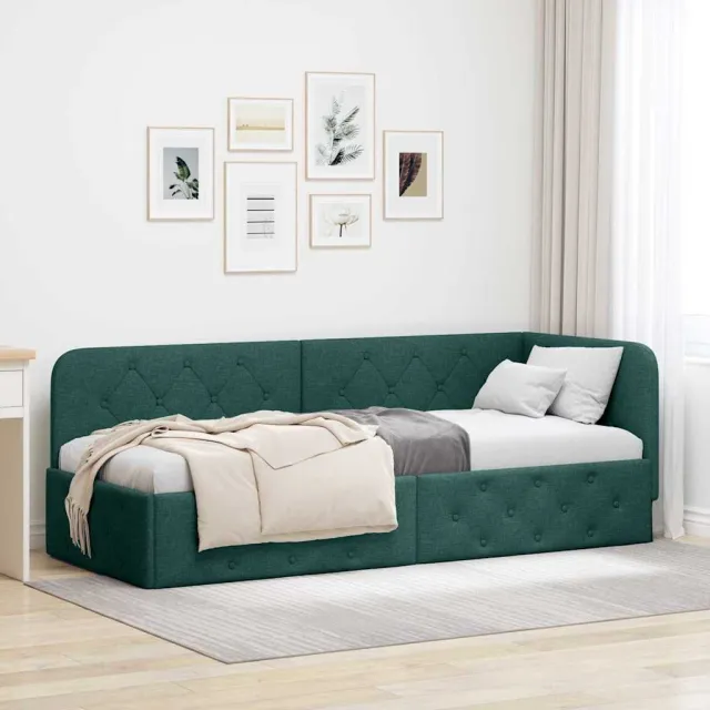 vidaXL Hoekbedframe Donkergroen 80 x 200 cm Stof