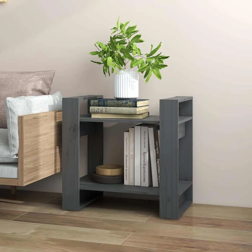 vidaXL Boekenkast/kamerscherm 60x35x57 cm massief grenenhout grijs, foto 3