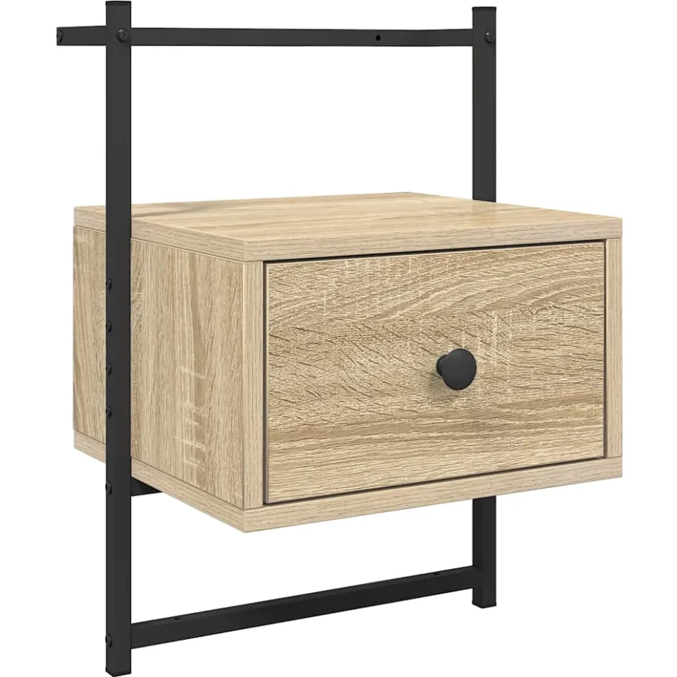 vidaXL Nachtkastje wandgemonteerd 35x30x51 cm hout sonoma eikenkleurig Bruin
