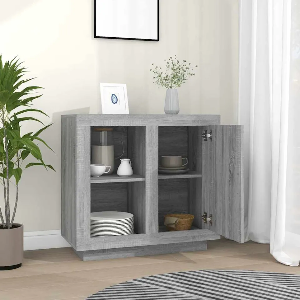 vidaXL Dressoir 80x40x75 cm grijs sonoma eikenkleurig, foto 3
